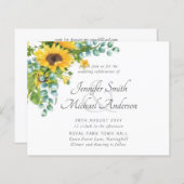 サンフラワーユーカリフローラリーフ結婚式の招待 (正面/裏面)