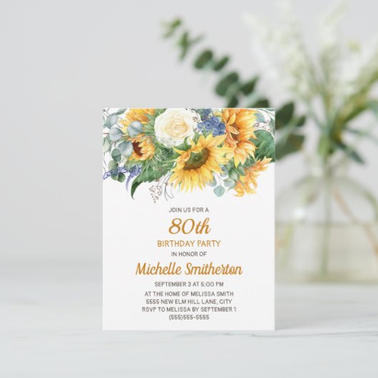 サンフラワーユーカリフローラ80誕生日 カード (スタンド正面)