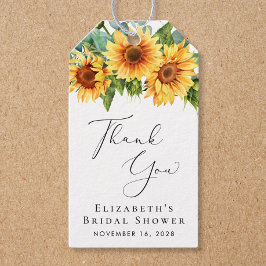 サンフラワーユーカリブライダルシャワーサンキューユー ギフトタグ