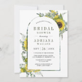 サンフラワーユーカリプトゥスアーチフォトブライダルシャワー 招待状 (正面)