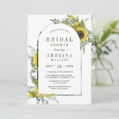 サンフラワーユーカリプトゥスアーチフォトブライダルシャワー 招待状 (スタンド正面)