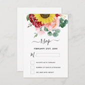 サンフラワーユーカリプトゥスカントリーウォーターカラーRSVP 招待状 (正面/裏面)
