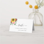 サンフラワーユーカリプトゥスカントリー水結婚色の プレイスカード (裏面)