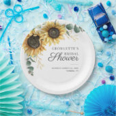 サンフラワーユーカリプトゥスグリーンリーフローラブライダルシャワー ペーパープレート (パーティー)