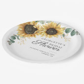 サンフラワーユーカリプトゥスグリーンリーフローラブライダルシャワー ペーパープレート (アングル)