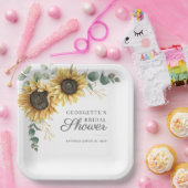 サンフラワーユーカリプトゥスグリーンリーブライダルシャワー ペーパープレート (パーティー)