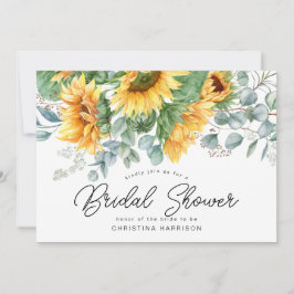 サンフラワーユーカリプトゥスグリーンリーブライダルシャワー 招待状