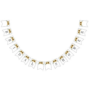 サンフラワーユーカリプトゥスグリーンリーボホブライダルシャワー バンティングフラッグ