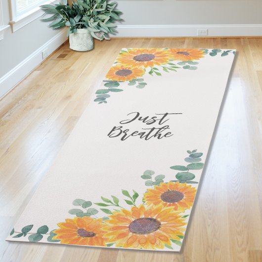 サンフラワーユーカリプトゥスグリーンリーヨガ引用文 ヨガマット