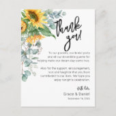 サンフラワーユーカリプトゥスサンキュアユー披露宴カード ポストカード (正面)