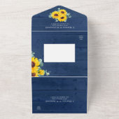 サンフラワーユーカリプトゥスストリングライツネイビー結婚ズ オールインワン招待状 (外側)