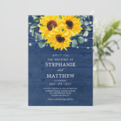 サンフラワーユーカリプトゥスストリングライツネイビー結婚ズ 招待状 (スタンド正面)
