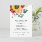 サンフラワーユーカリプトゥスフォトカントリー結婚式のインビタット 招待状 (スタンド正面)