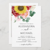 サンフラワーユーカリプトゥスフォトカントリー結婚式のインビタット 招待状 (正面/裏面)