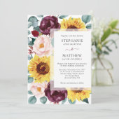 サンフラワーユーカリプトゥスブルゴーニュ赤面結婚フローラ 招待状 (スタンド正面)