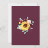 サンフラワーユーカリプトゥスブルゴーニュ赤面結婚フローラ 招待状 (裏面)