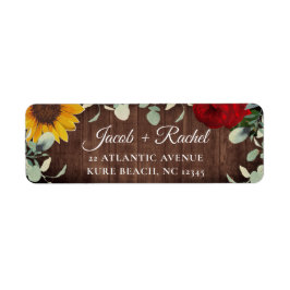 サンフラワーユーカリプトゥスレッドローズ結婚ウッドの住所 ラベル