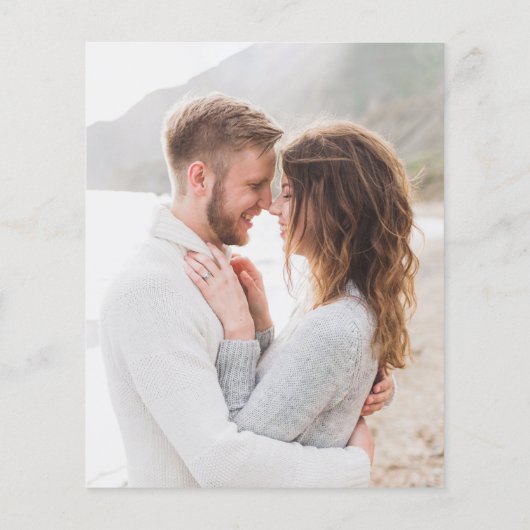 サンフラワーユーカリプトゥス写真婚約招待状 (裏面)