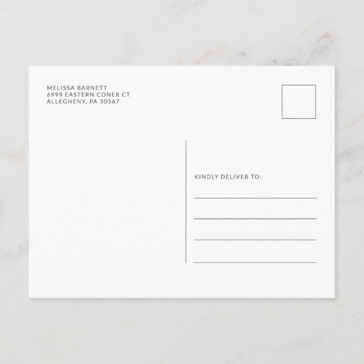 サンフラワーユーカリプトゥス幾何学ブライダルシャワー インビテーションポストカード (裏面)