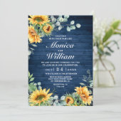サンフラワーユーカリプトゥス素朴ウォーター結婚カラー 招待状 (スタンド正面)