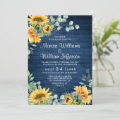 サンフラワーユーカリプトゥス素朴ウォーター結婚カラー 招待状 (スタンド正面)