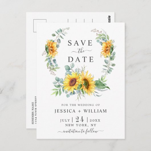 サンフラワーユーカリリースウェディングザデイト ポストカード (正面/裏面)