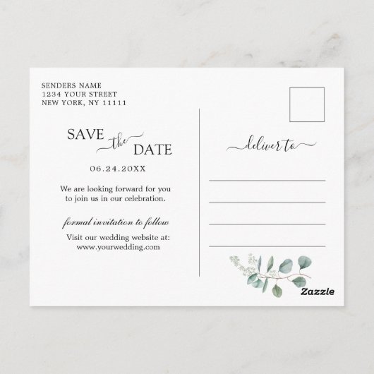 サンフラワーユーカリリースウェディングザデイト ポストカード (裏面)