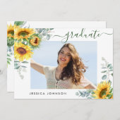 サンフラワーユーカリ写真卒業パーティー 招待状 (正面/裏面)