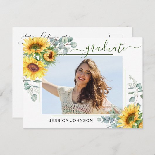 サンフラワーユーカリ写真卒業パーティー 案内ポストカード (正面/裏面)