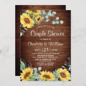 サンフラワーユーカリ水彩夫婦シャワー 招待状 (正面/裏面)