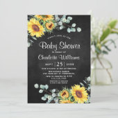 サンフラワーユーカリ水彩赤ちゃんシャワー 招待状 (スタンド正面)