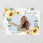 サンフラワーユーカリ素朴写真卒業 サンキューカード (正面/裏面)