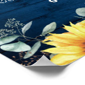 サンフラワーユーカリ素朴結婚の歓迎サイン ポスター (角)