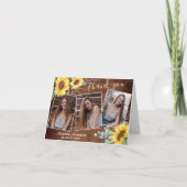 サンフラワーユーカリ素朴3写真卒業 サンキューカード (正面)