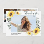 サンフラワーユーカリ素朴3写真卒業 サンキューカード (正面/裏面)
