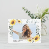 サンフラワーユーカリ素朴3写真卒業 サンキューカード (スタンド正面)