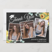 サンフラワーユーカリ素朴3写真卒業 サンキューカード (正面)