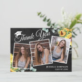 サンフラワーユーカリ素朴3写真卒業 サンキューカード (スタンド正面)