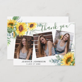 サンフラワーユーカリ素朴3写真卒業 サンキューカード