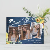 サンフラワーユーカリ素朴3写真卒業T サンキューカード (スタンド正面)