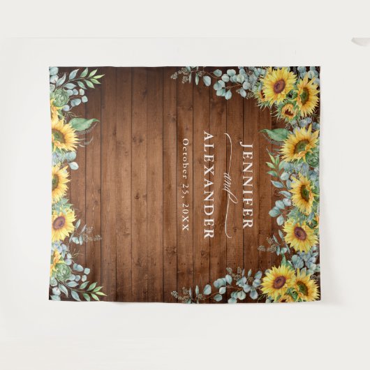 サンフラワーユーカリ結婚のフォトブース背景 タペストリー (正面(横))