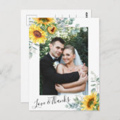 サンフラワーユーカリ結婚の写真ありがとう ポストカード (正面/裏面)