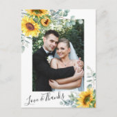 サンフラワーユーカリ結婚の写真ありがとう ポストカード (正面)