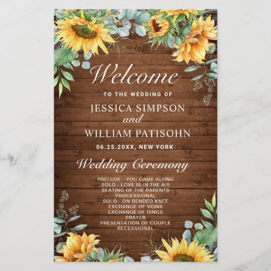 サンフラワーユーカリ結婚の式プログラム (正面)