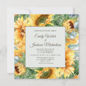 サンフラワーユーカリ結婚ズスクエア 招待状 (正面)