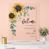 サンフラワーユーカリ結婚フローラの歓迎 アクリルサイン (ウェディング)