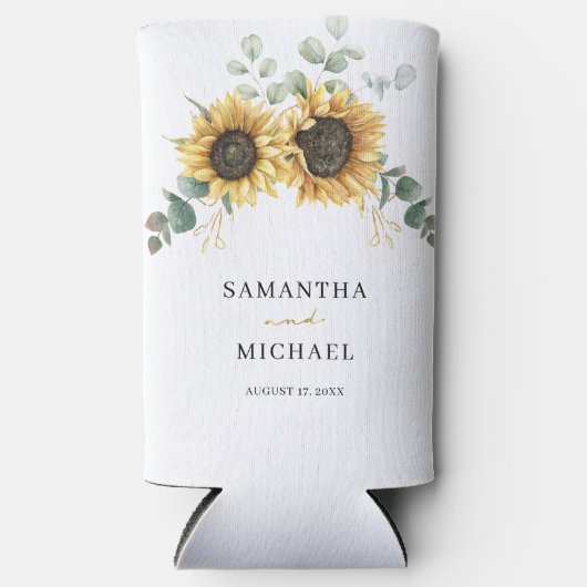 サンフラワーユーカリ結婚式の引き出物グリーンリー スリム缶クーラー (正面)