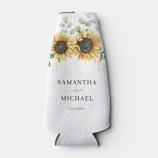 サンフラワーユーカリ結婚式の引き出物グリーンリー ボトルクーラー (正面)