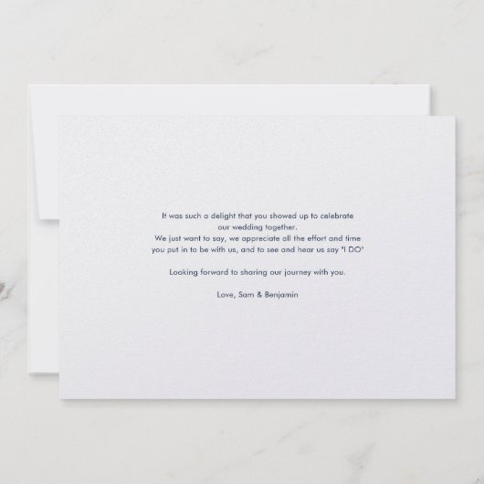 サンフラワーユーカリ結婚式の日の写真ありがとう サンキューカード (裏面)