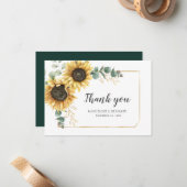 サンフラワーユーカリ結婚式の日フローラありがとう ノートカード (正面/裏面インサイチュ)